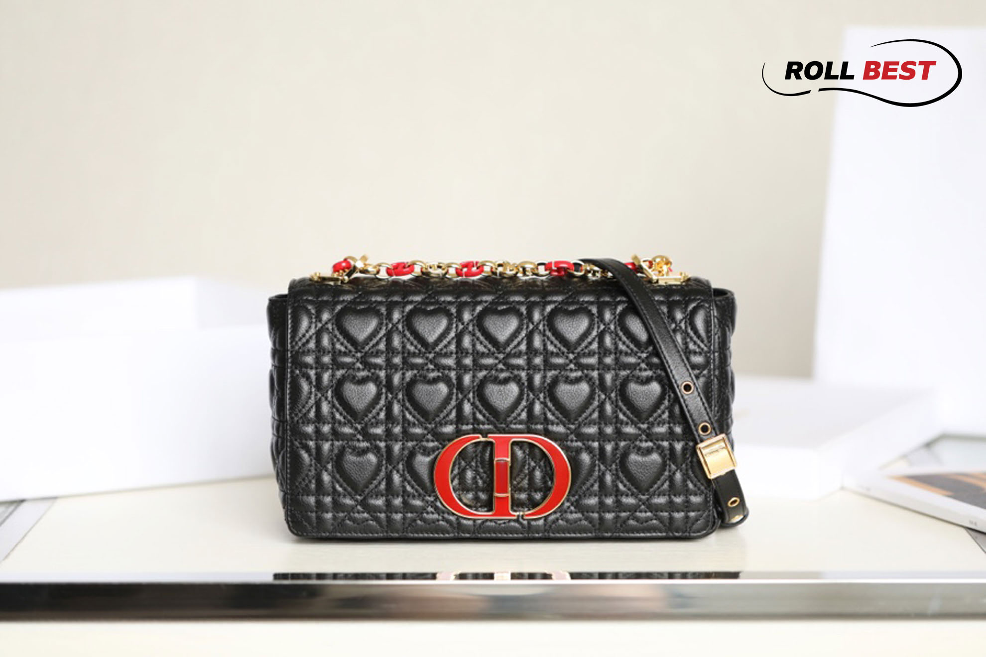 Túi Dior Caro Bag Medium Dioramour Black