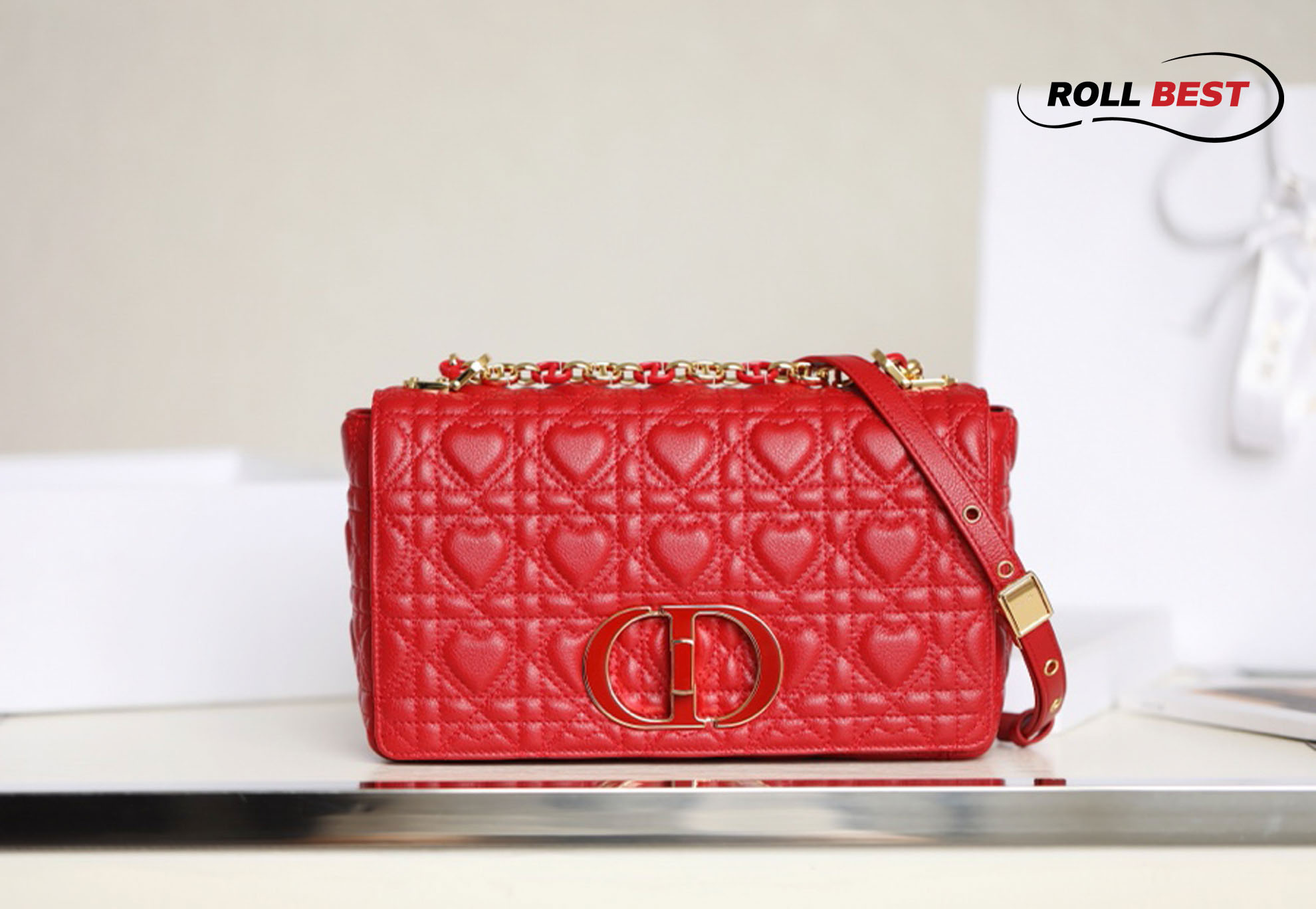 Túi Dior Caro Bag Medium Dioramour Red Mini