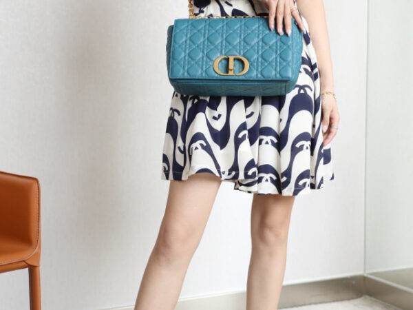 Túi Dior Caro Bag Stone Blue Supple Cannage Calfskin Women Small