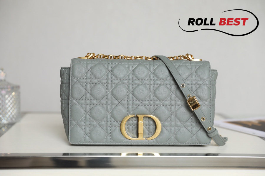 Túi Dior Caro Bag Stone Gray Supple Cannage Calfskin Women Small