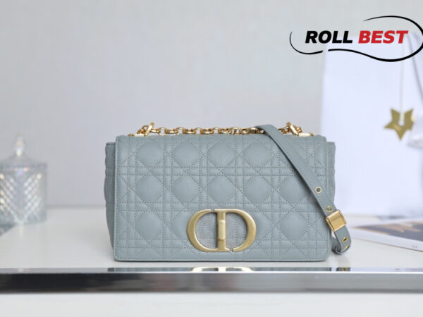 Túi Dior Caro Bag Stone Gray Supple Cannage Calfskin Women Small