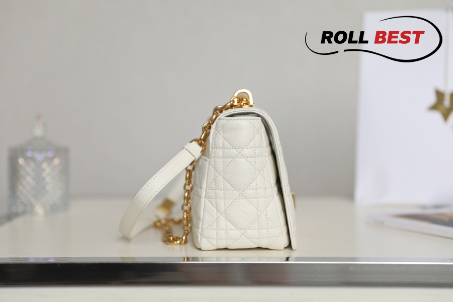 Túi Dior Caro Bag Stone White Supple Cannage Calfskin Women Mini