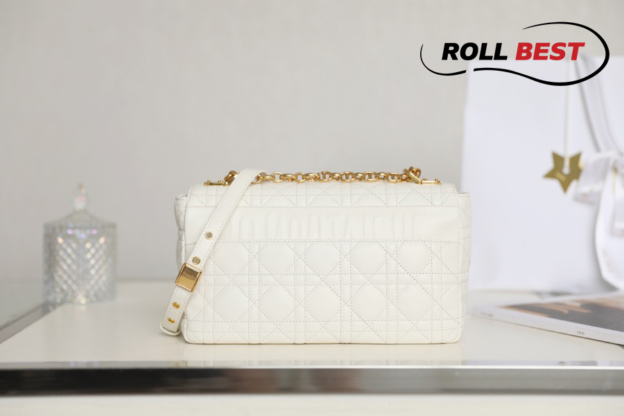 Túi Dior Caro Bag Stone White Supple Cannage Calfskin Women Mini