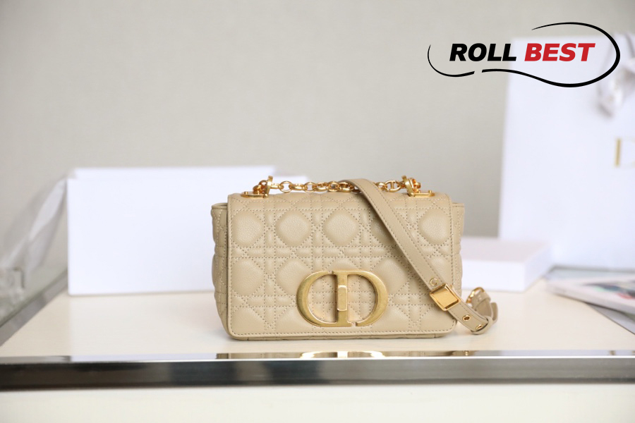 Túi Dior Caro Bag Stone Yellow Supple Cannage Calfskin Women