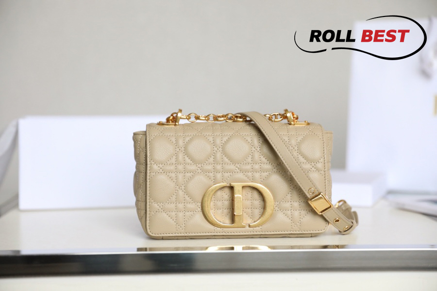 Túi Dior Caro Bag Stone Yellow Supple Cannage Calfskin Women