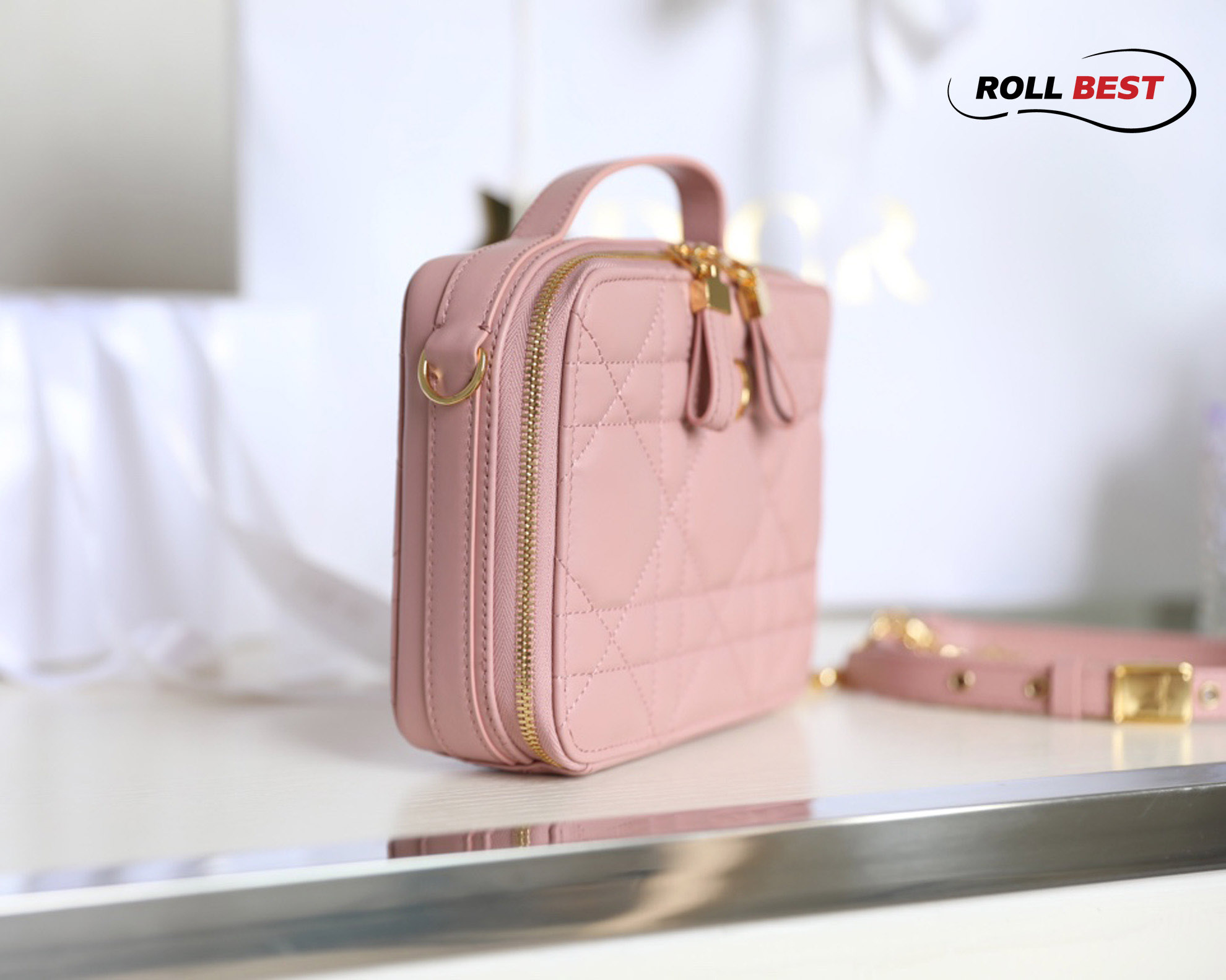 Túi Dior Caro Box Bag Pink Calfskin