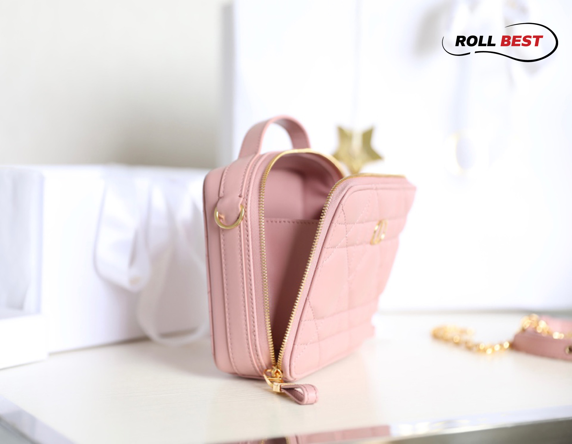 Túi Dior Caro Box Bag Pink Calfskin