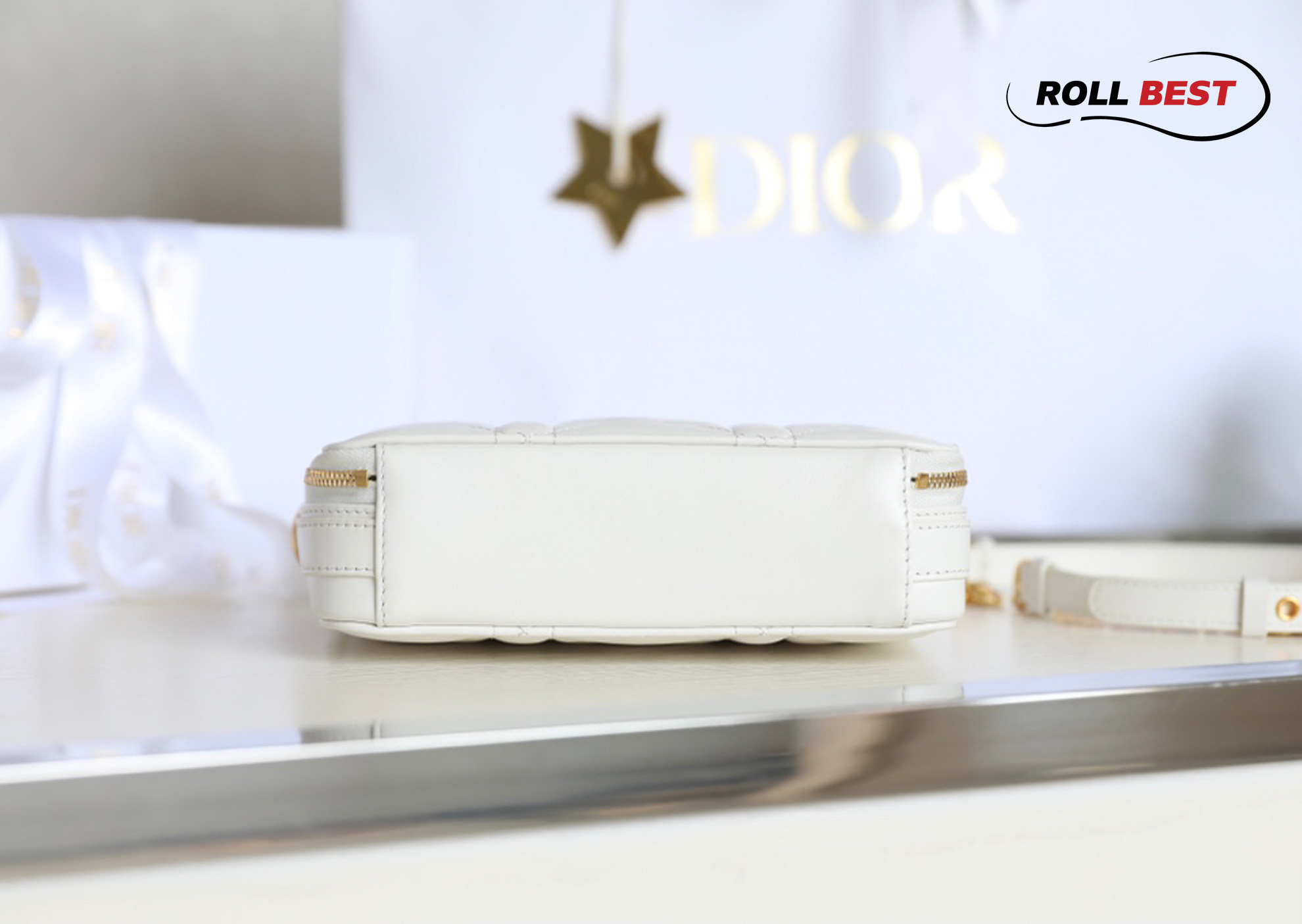 Túi Dior Caro Box Bag White Calfskin