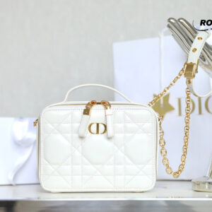 Túi Dior Caro Box Bag White Calfskin