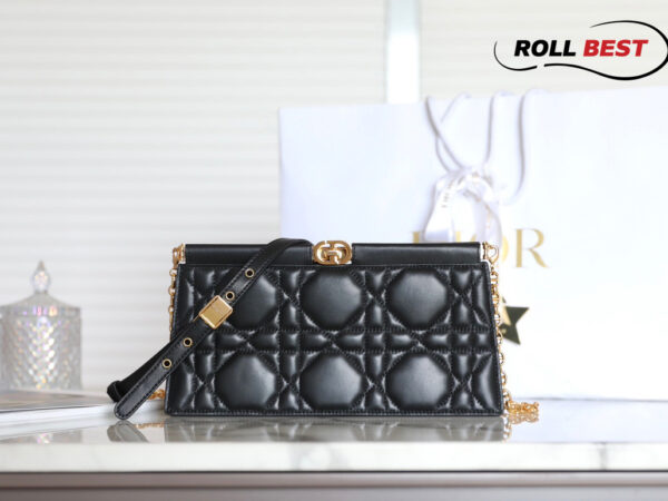 Túi Dior Caro Colle Noire Clutch With Chain Black Cannage Lambskin