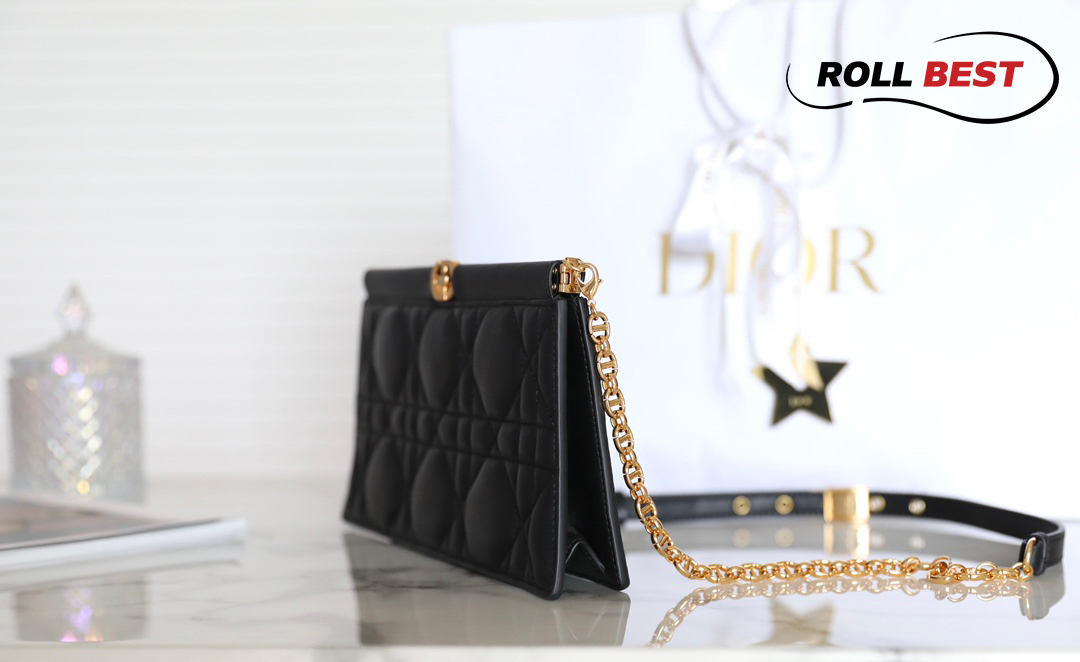 Túi Dior Caro Colle Noire Clutch With Chain Black Cannage Lambskin