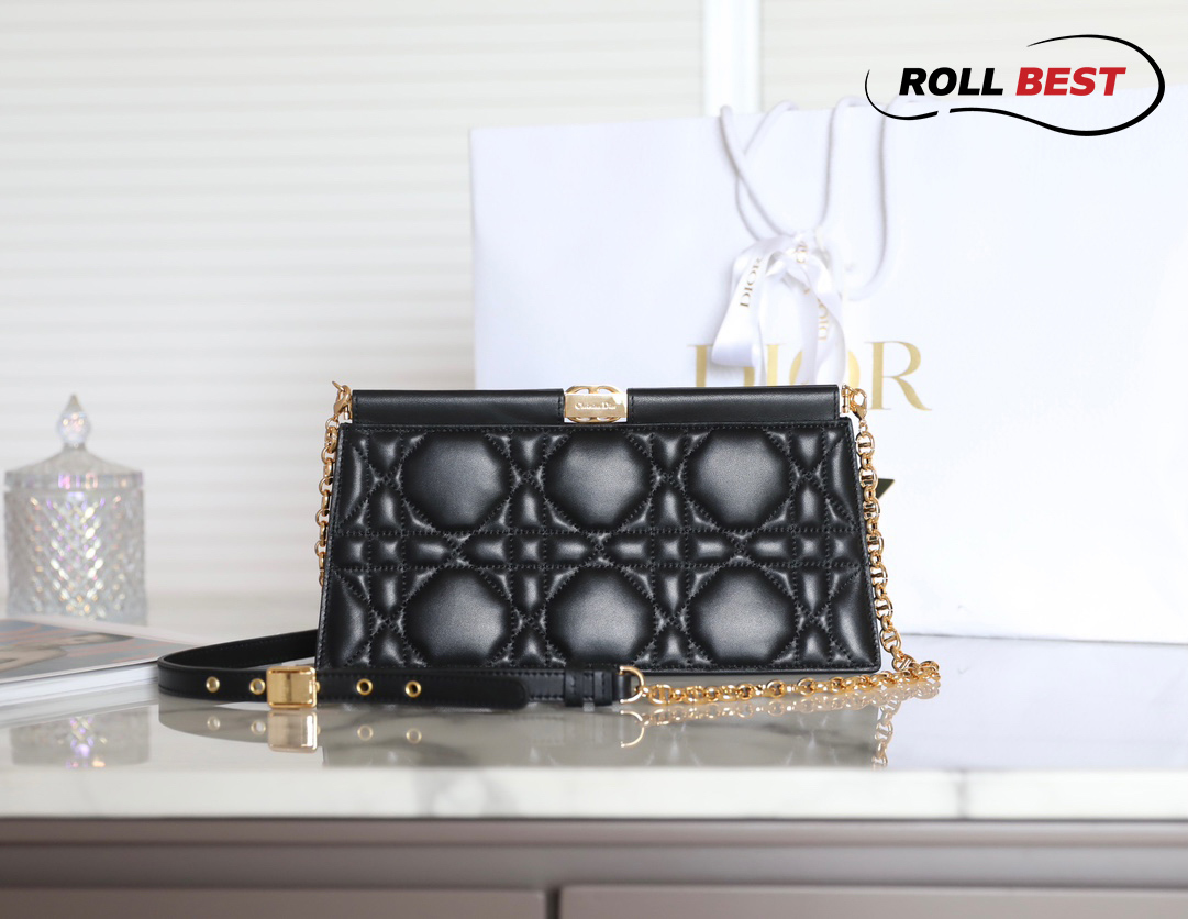 Túi Dior Caro Colle Noire Clutch With Chain Black Cannage Lambskin