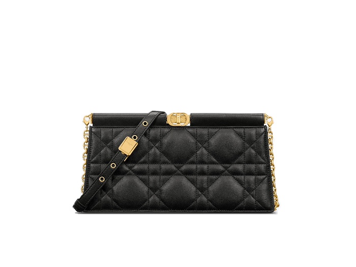 Túi Dior Caro Colle Noire Clutch With Chain Black Cannage Lambskin