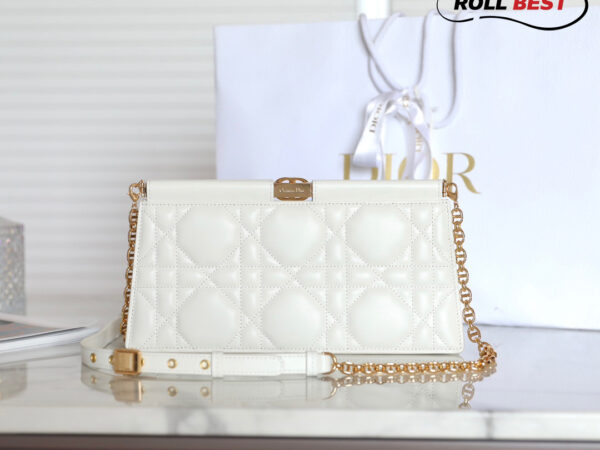 Túi Dior Caro Colle Noire Clutch With Chain White Cannage Lambskin