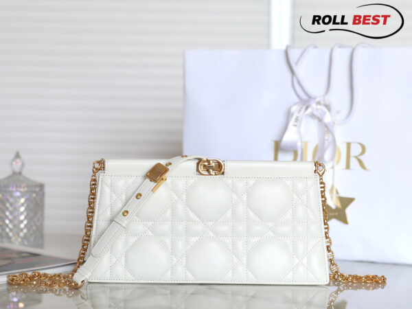 Túi Dior Caro Colle Noire Clutch With Chain White Cannage Lambskin