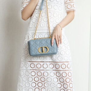 Túi Dior Caro Pouch Cloud Blue Supple Cannage Calfskin