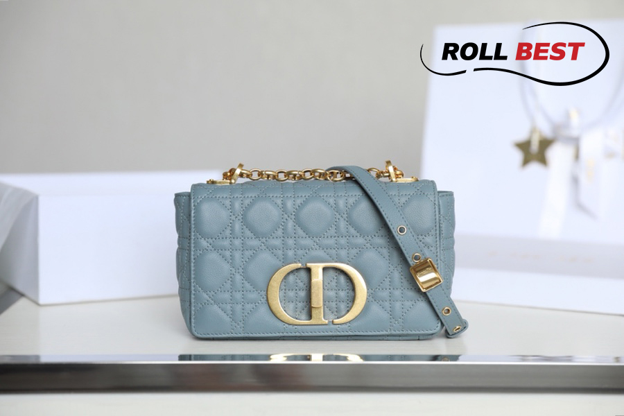 Túi Dior Caro Pouch Cloud Blue Supple Cannage Calfskin