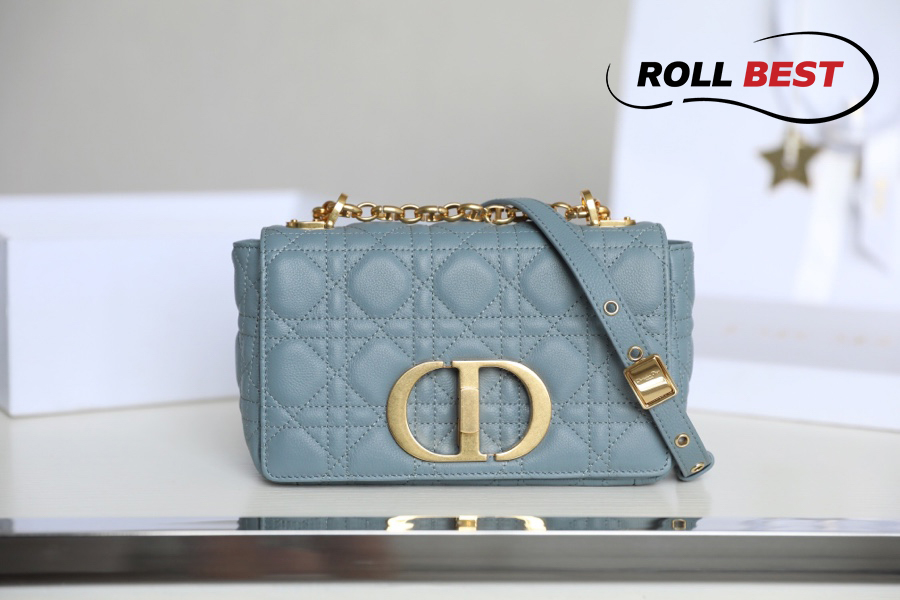 Túi Dior Caro Pouch Cloud Blue Supple Cannage Calfskin