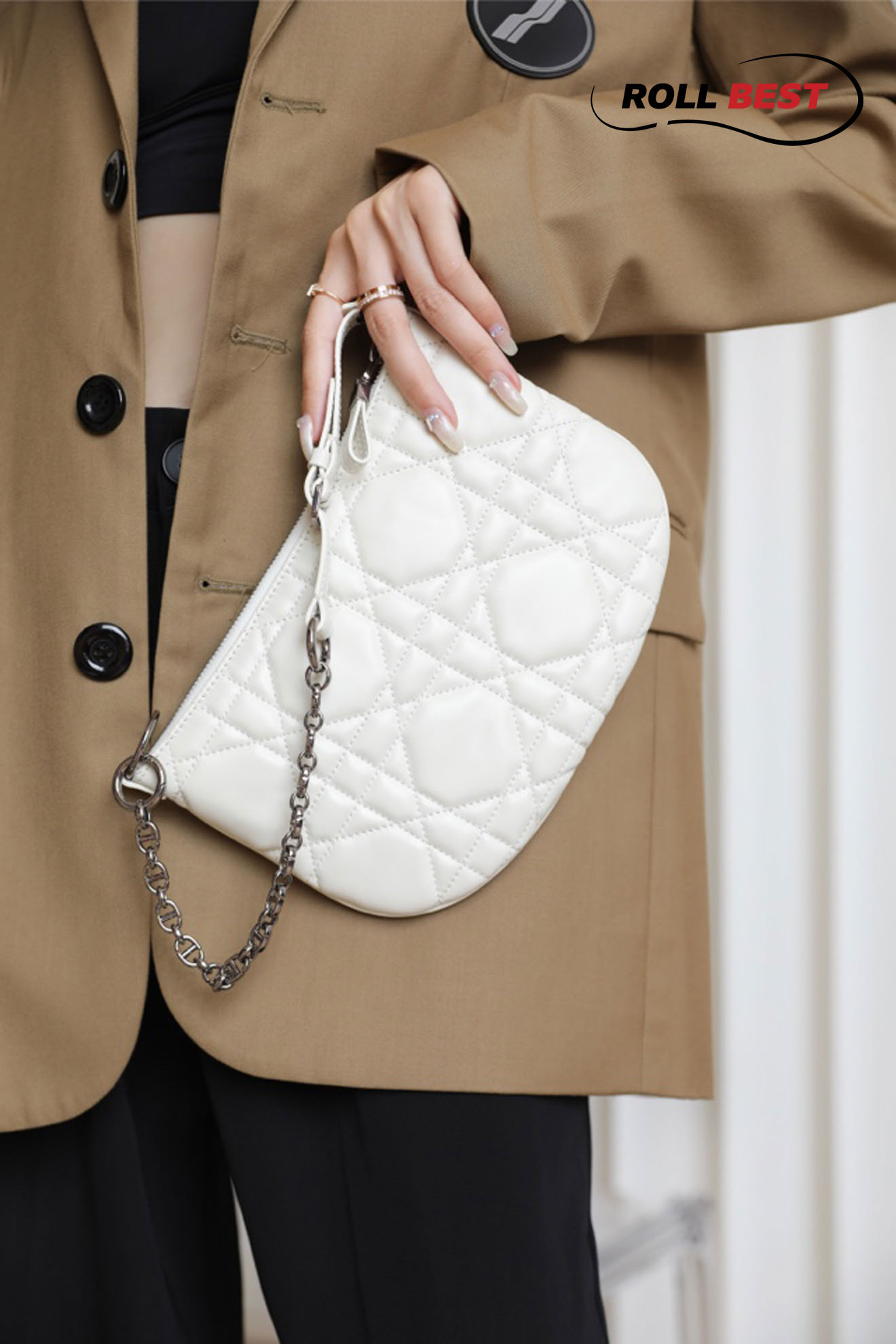 Túi Dior HandBags Mini Dior Caro Tulip Bag White