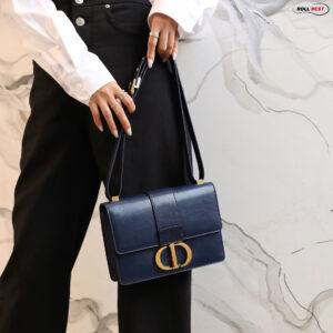 Túi Dior Indigo Blue 30 Montaigne Shiny Crinkled Lambskin Flap Bag