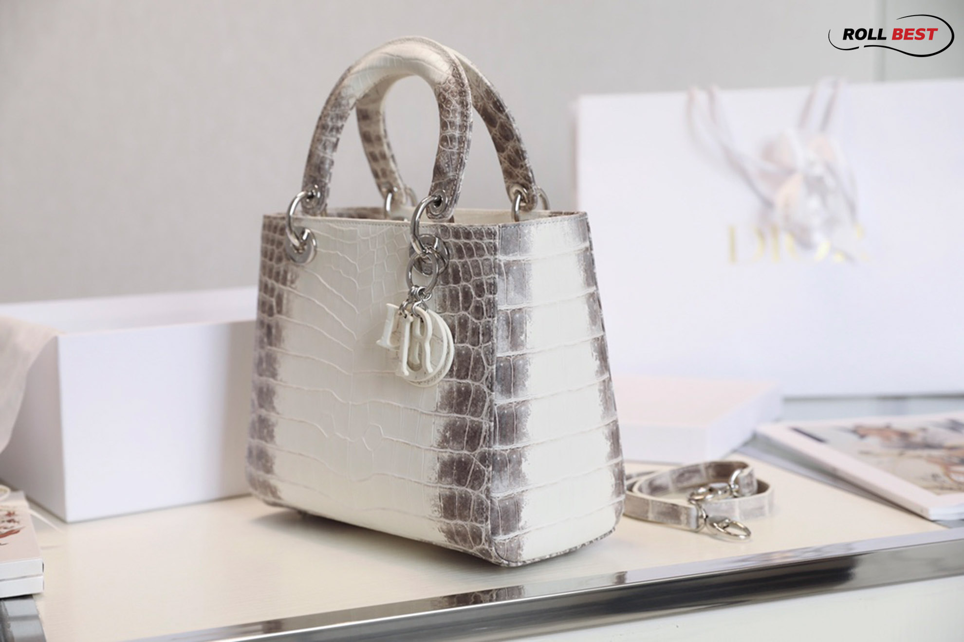 Túi Dior Lady Bag Da Cá Sấu Xám