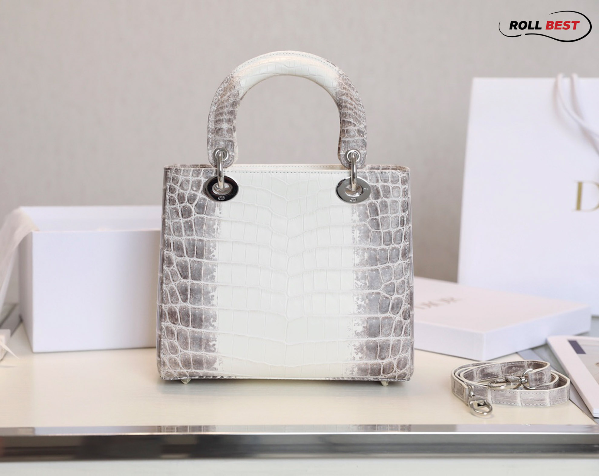 Túi Dior Lady Bag Da Cá Sấu Xám