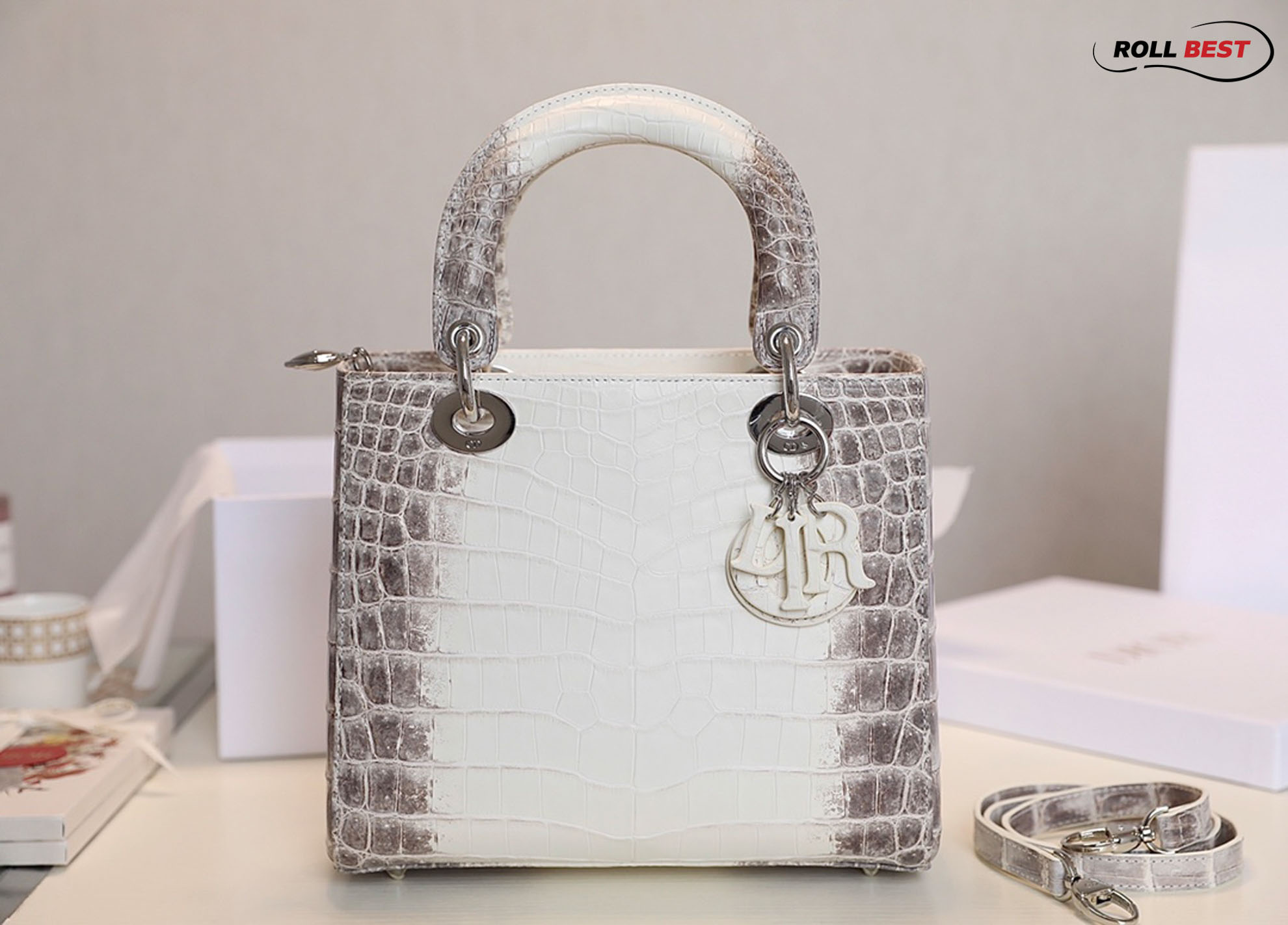 Túi Dior Lady Bag Da Cá Sấu Xám