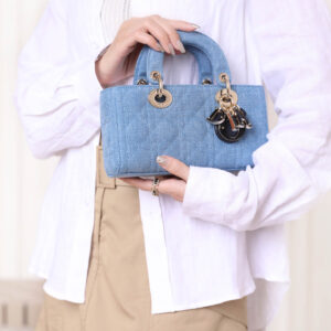 Túi Dior Lady D-Joy Bag Blue Cannage Denim