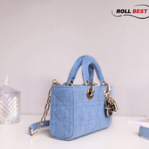 Túi Dior Lady D-Joy Bag Blue Cannage Denim