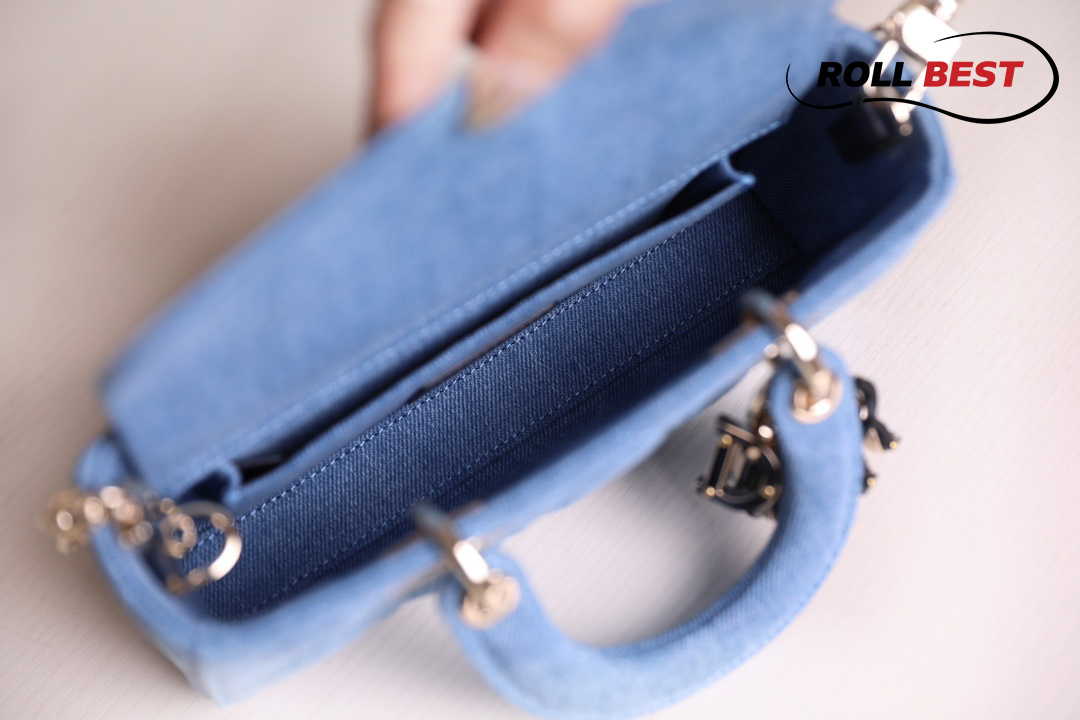 Túi Dior Lady D-Joy Bag Blue Cannage Denim