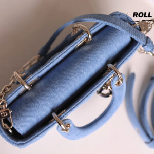 Túi Dior Lady D-Joy Bag Blue Cannage Denim