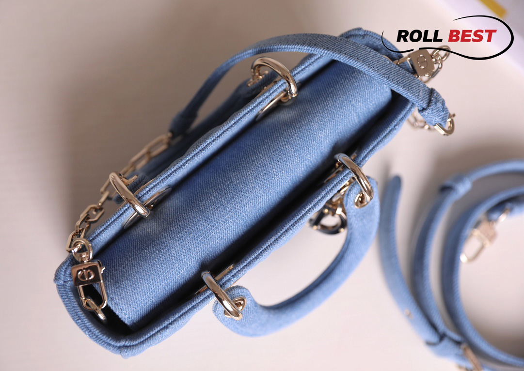 Túi Dior Lady D-Joy Bag Blue Cannage Denim