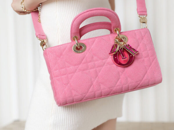 Túi Dior Lady D-Joy Bag Bright Pink Cannage Denim