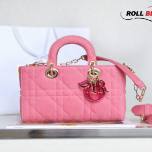 Túi Dior Lady D-Joy Bag Bright Pink Cannage Denim
