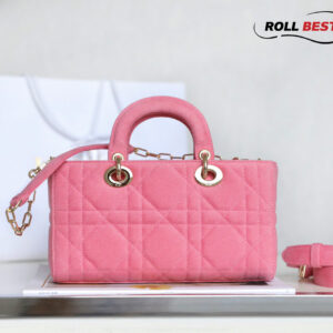 Túi Dior Lady D-Joy Bag Bright Pink Cannage Denim