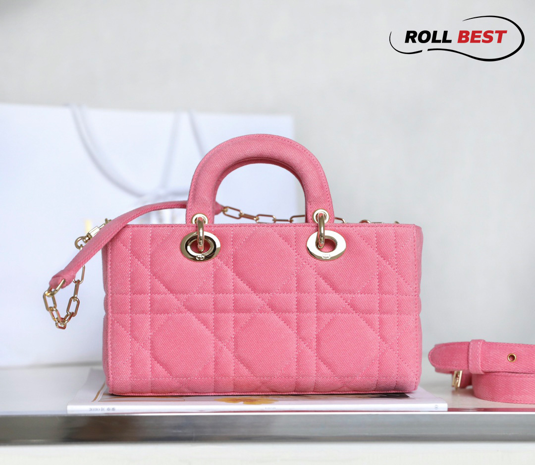 Túi Dior Lady D-Joy Bag Bright Pink Cannage Denim