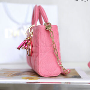 Túi Dior Lady D-Joy Bag Bright Pink Cannage Denim