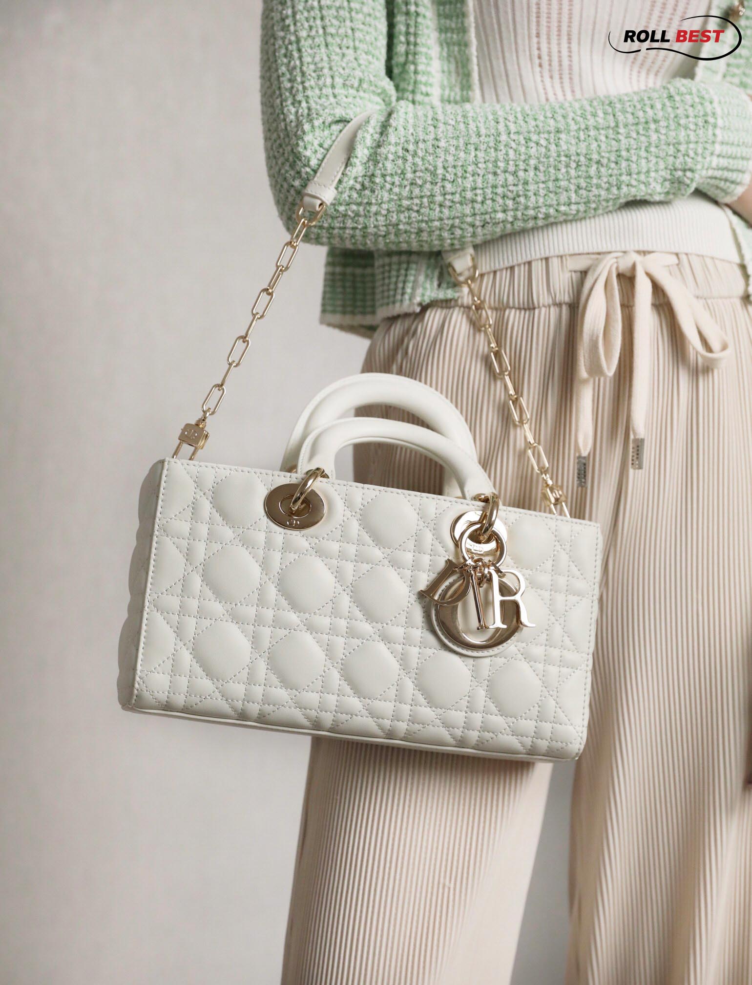 Túi Dior Lady D-JOY chain Bag Lambskin White