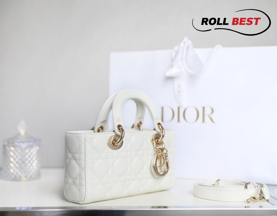 Túi Dior Lady D-Joy Micro Bag Lambskin White Sliver