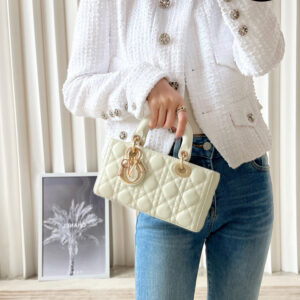 Túi Dior Lady D-Joy Micro Bag Lambskin White Sliver