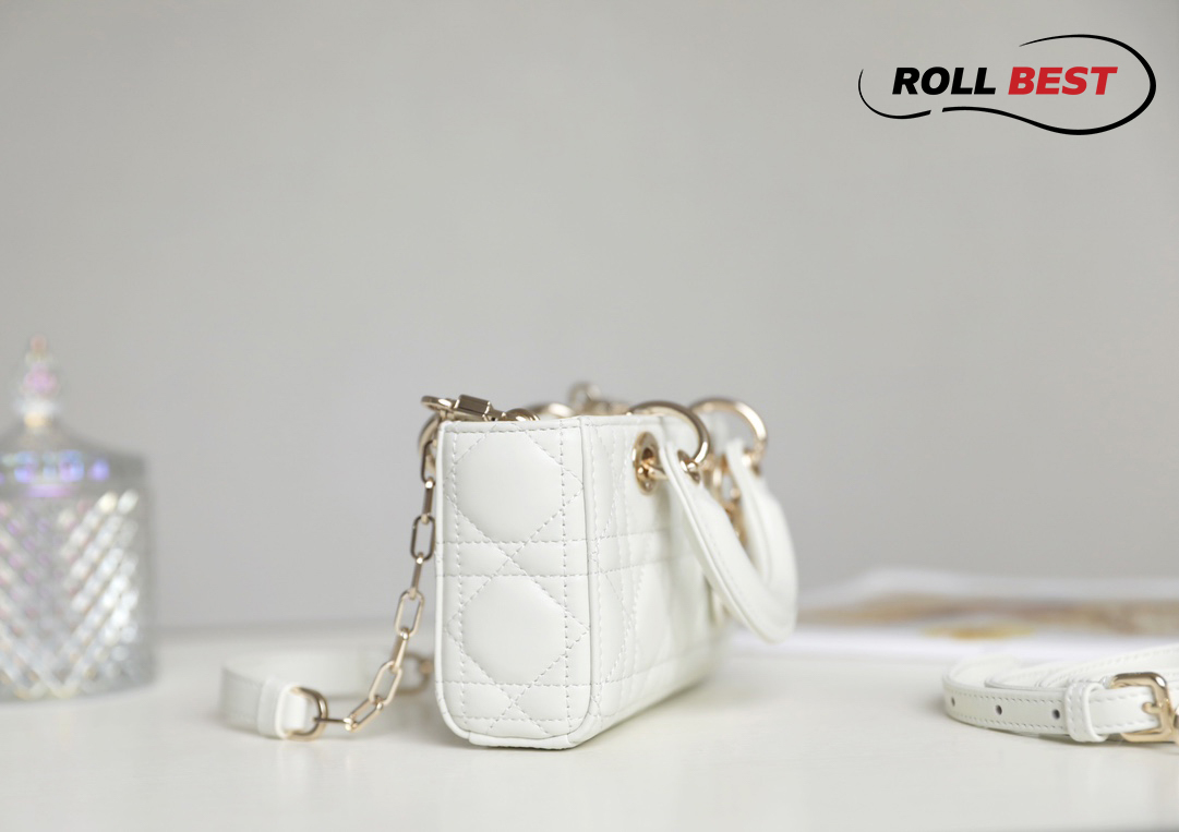 Túi Dior Lady D-Joy Micro Bag White Latte Lambskin