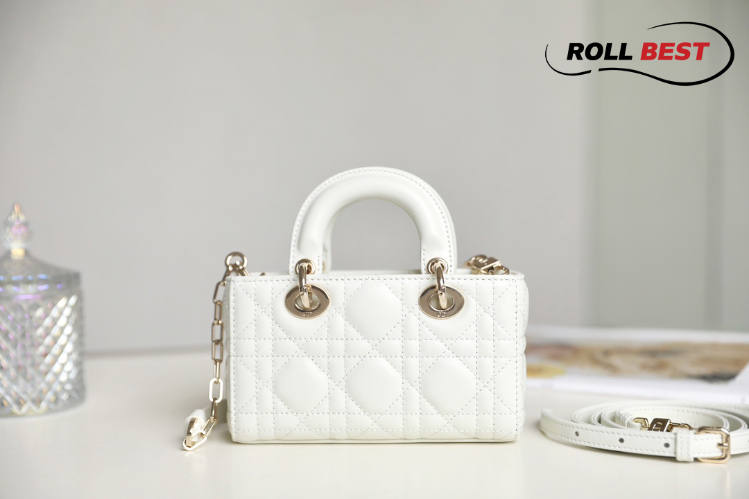 Túi Dior Lady D-Joy Micro Bag White Latte Lambskin