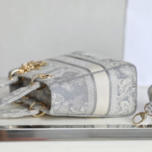 Túi Dior Lady D-Lite Bag Gray Toile de Jouy Reverse Embroidery Medium