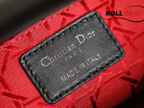 Túi Dior Lady Da Metallic Màu Đen Khóa Trắng