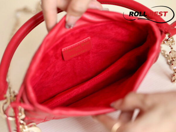Túi Dior Lady Drawstring Red Mini Bag