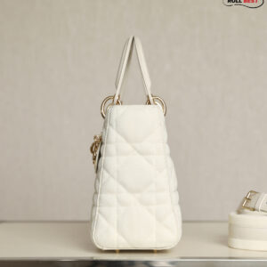 Túi Dior Lambskin Lady Dior Ivory White Gold Hardware