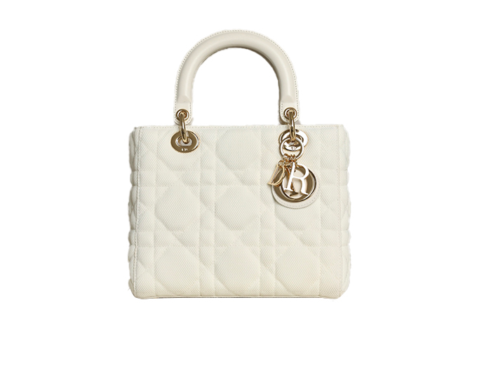 Túi Dior Lambskin Lady Dior Ivory White Gold Hardware