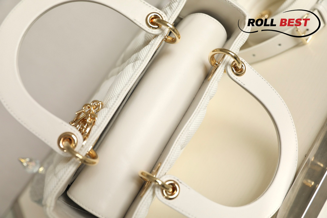 Túi Dior Lambskin Lady Dior Ivory White Gold Hardware