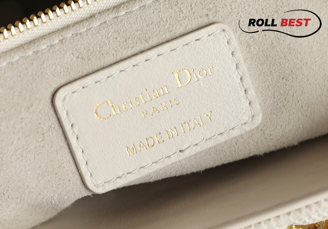 Túi Dior Lambskin Lady Dior Ivory White Gold Hardware