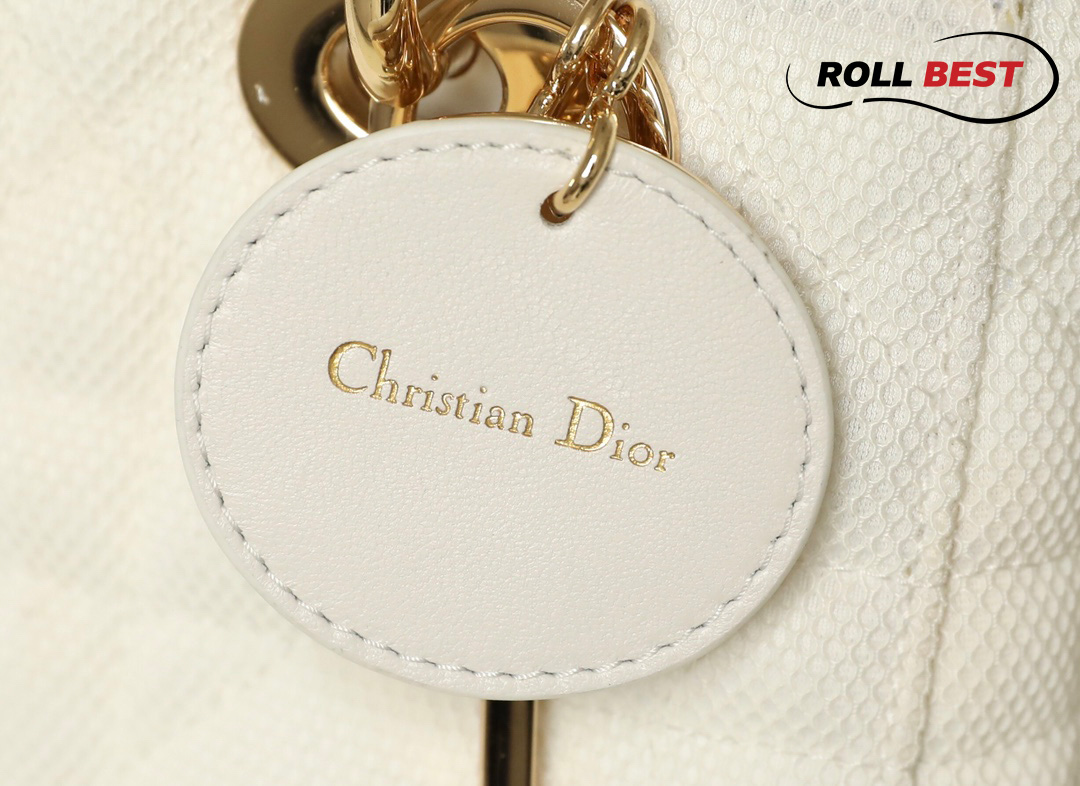 Túi Dior Lambskin Lady Dior Ivory White Gold Hardware